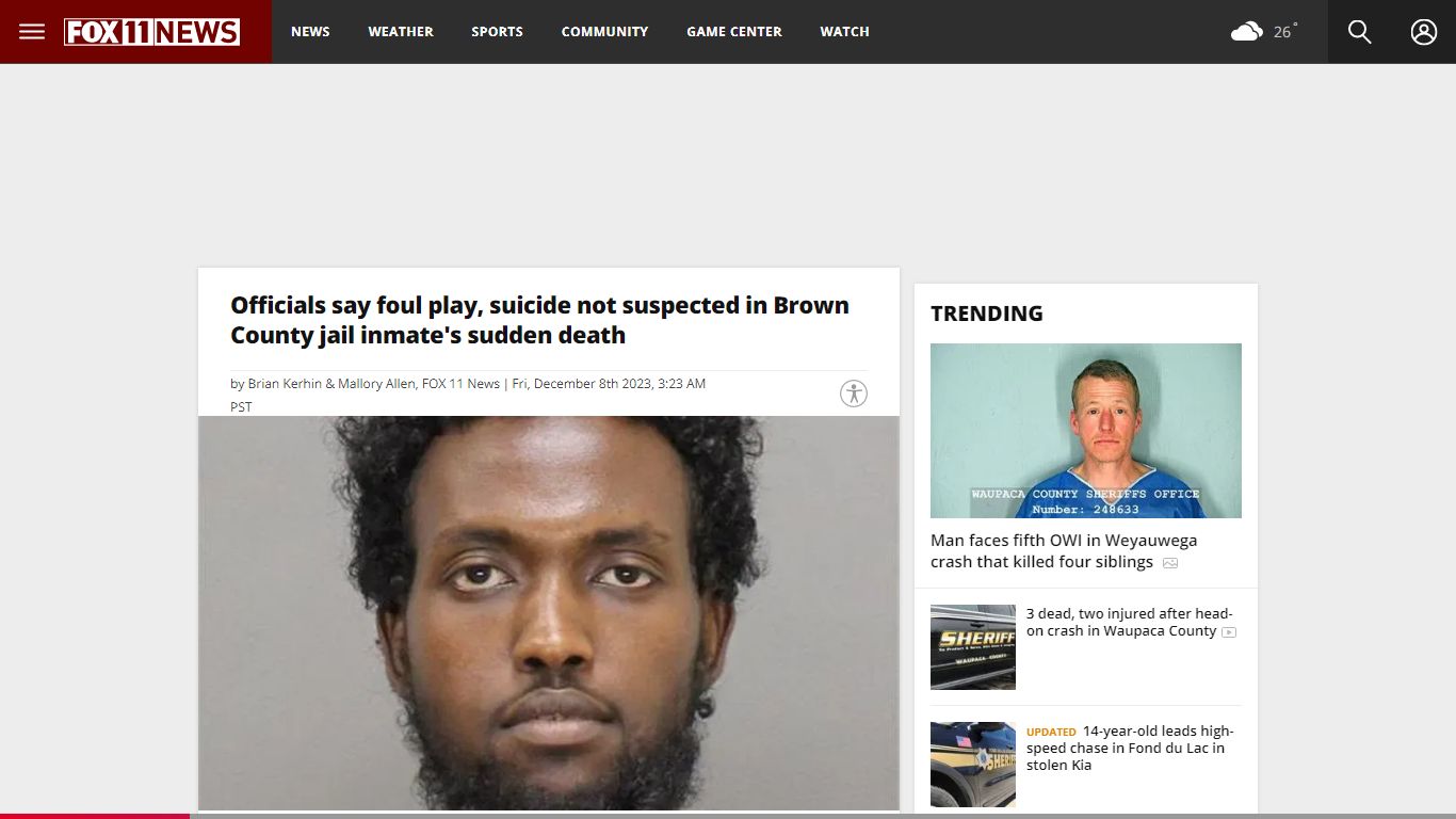 Probe begins on Brown County jail inmate's sudden death